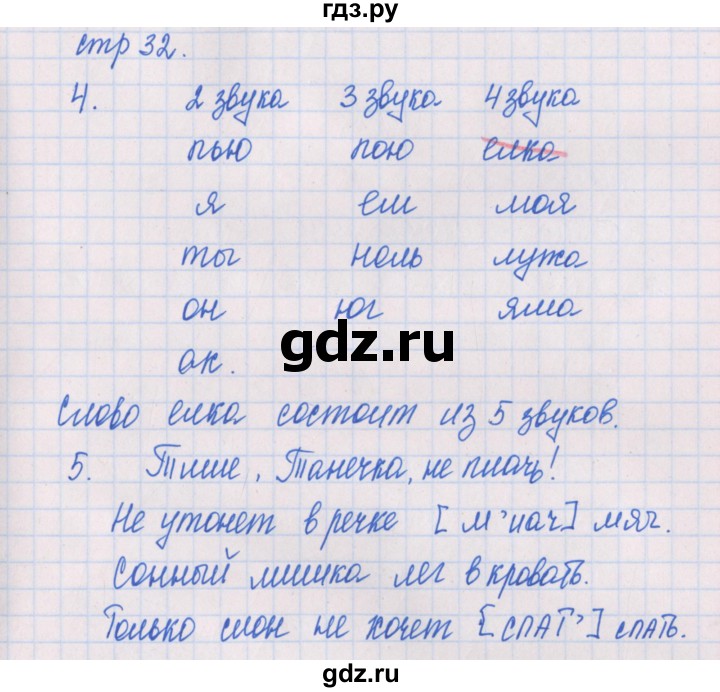 ГДЗ по русскому языку 1 класс Курлыгина предварительный, текущий и итоговый контроль (Канакина)  страница - 32, Решебник №1