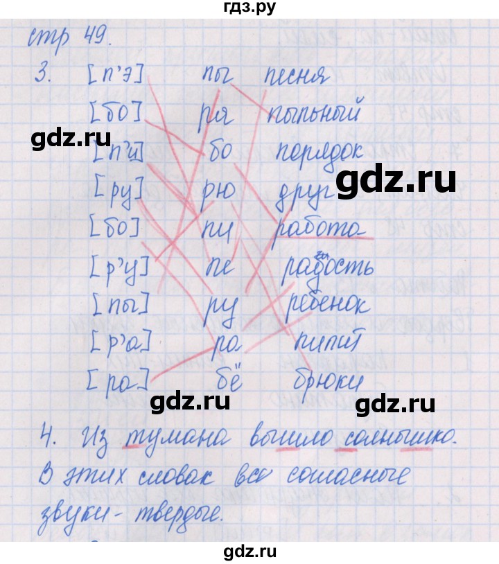 ГДЗ по русскому языку 1 класс Курлыгина предварительный, текущий и итоговый контроль (Канакина)  страница - 49, Решебник №1